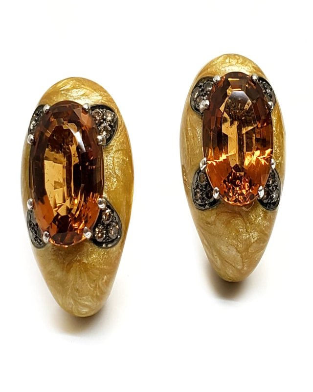 18K White Gold Citrine and Diamond Earrings